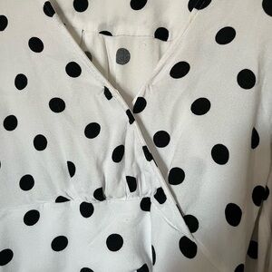 AFRM White Blouse with Black Polka Dots